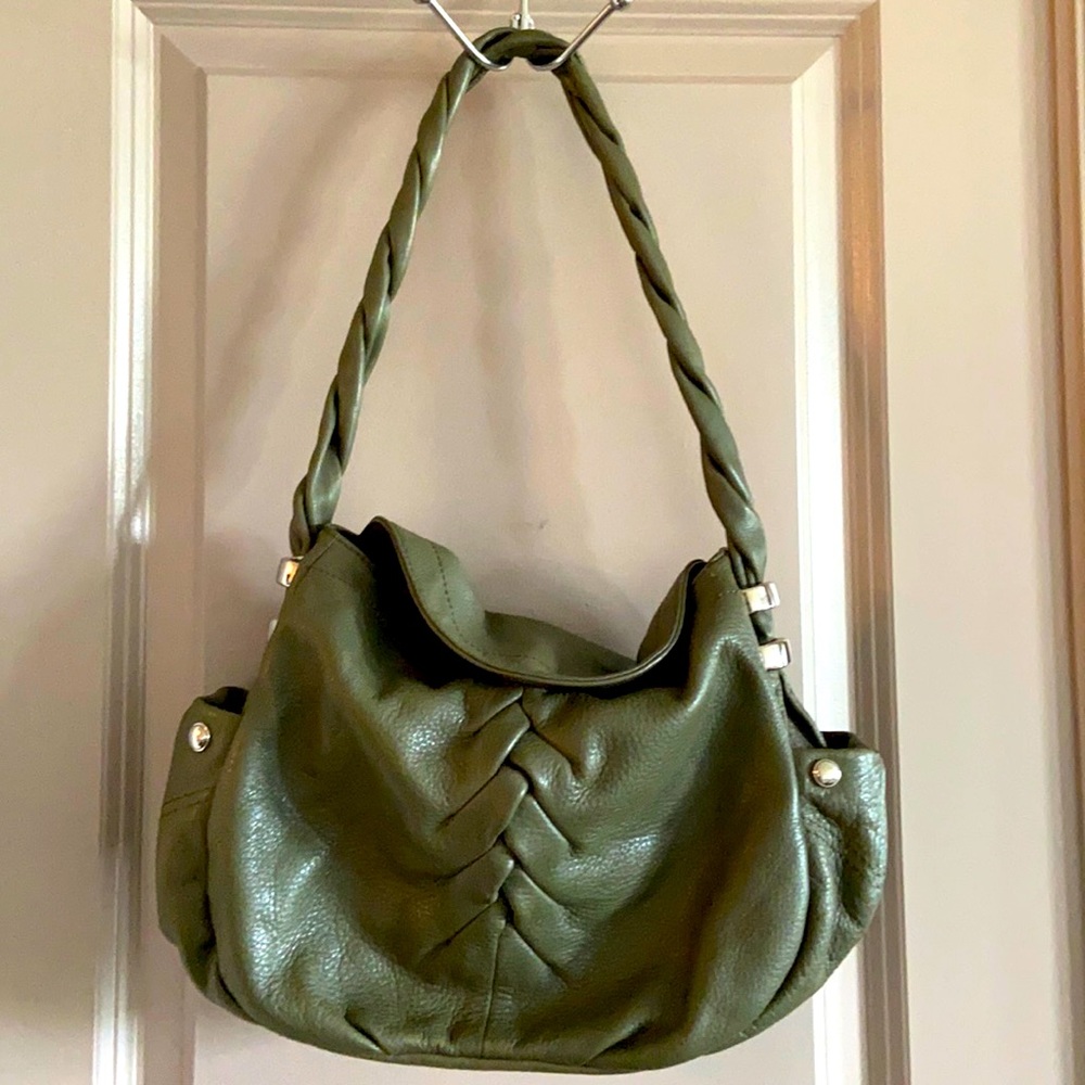 BMakowsky Olive Green Leather Shoulder Bag